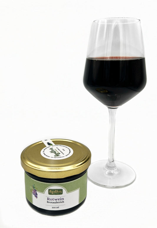 Rotwein Brotaufstrich 200 ml Glas mit gefülltem Rotweinglas