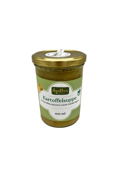 Kartoffelsuppe im Glas eingekocht auf transparentem Hintergrund